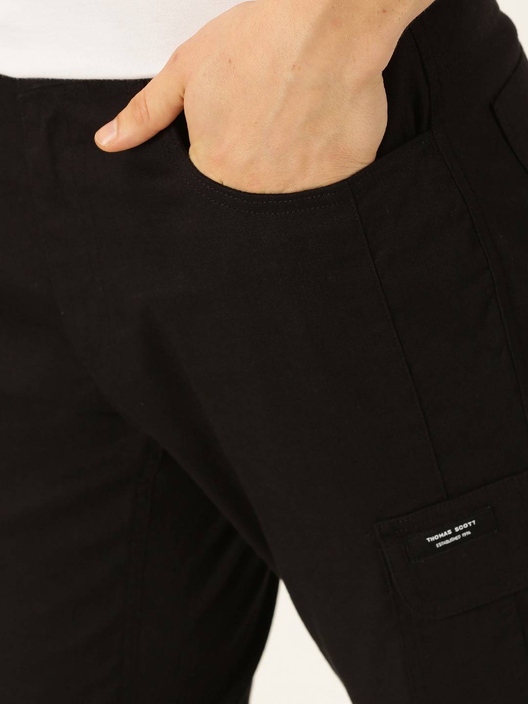 Thomas Scott Men Smart Slim Fit Linen Cotton Cargos Trousers