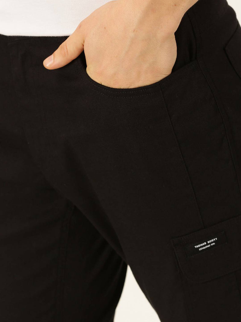 Thomas Scott Men Smart Slim Fit Linen Cotton Cargos Trousers