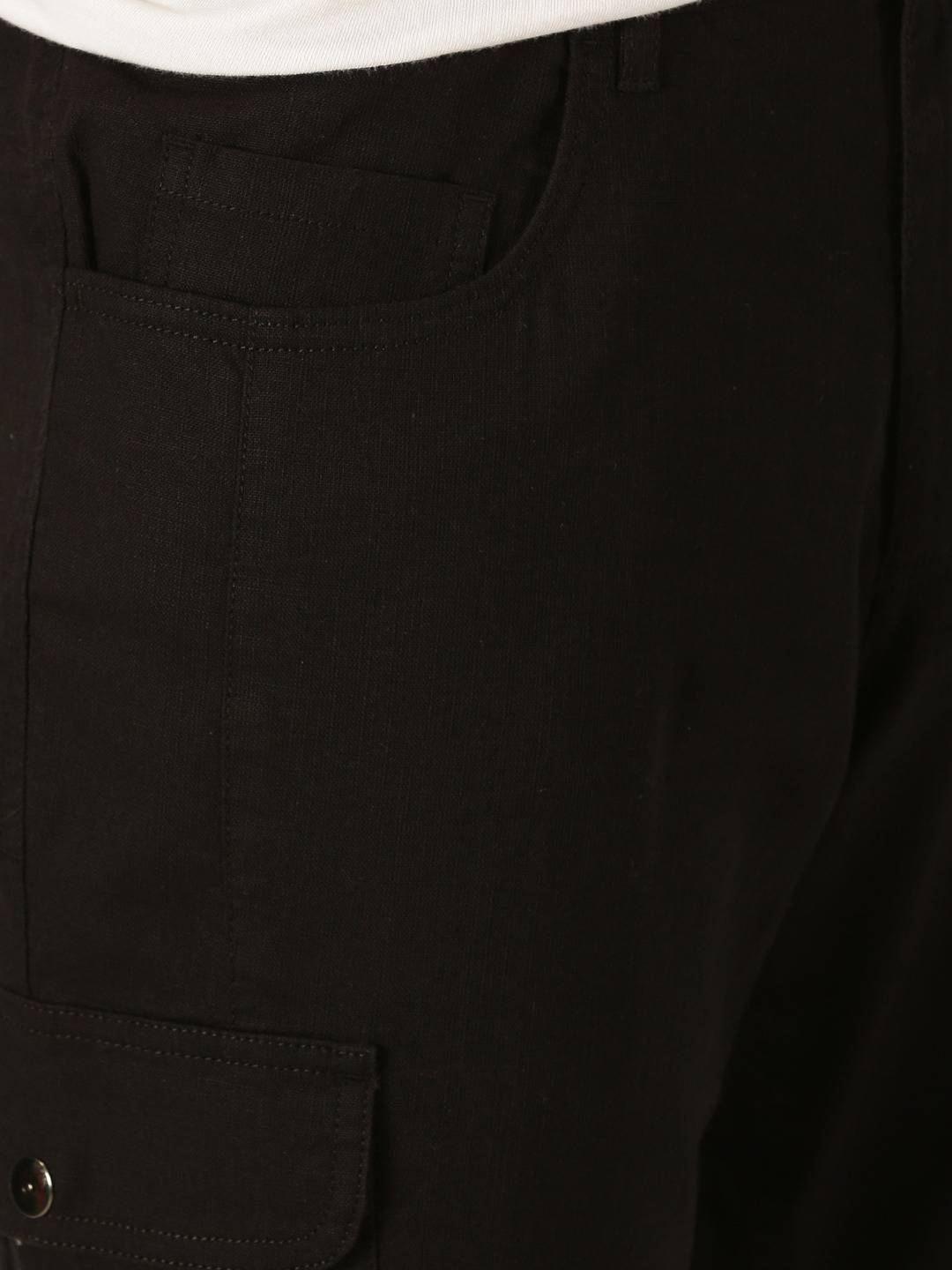 Thomas Scott Men Smart Slim Fit Linen Cotton Cargos Trousers