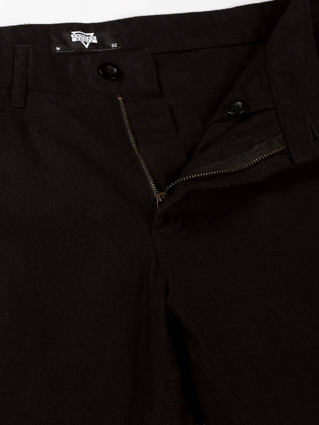 Thomas Scott Men Smart Slim Fit Linen Cotton Cargos Trousers