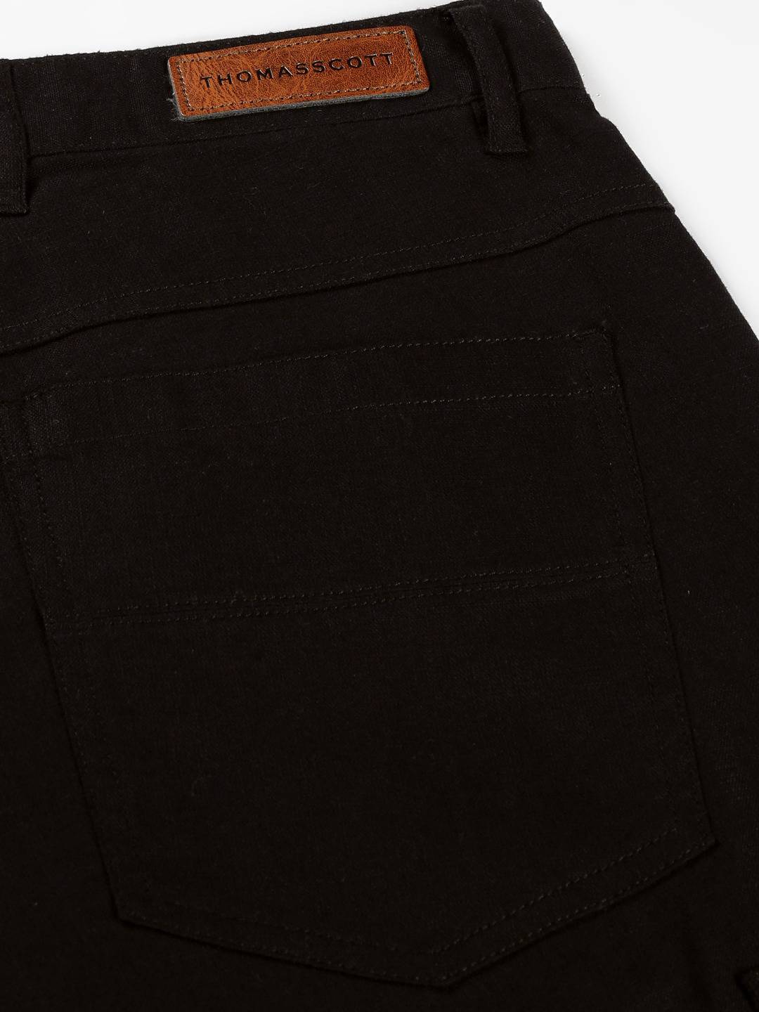Thomas Scott Men Smart Slim Fit Linen Cotton Cargos Trousers