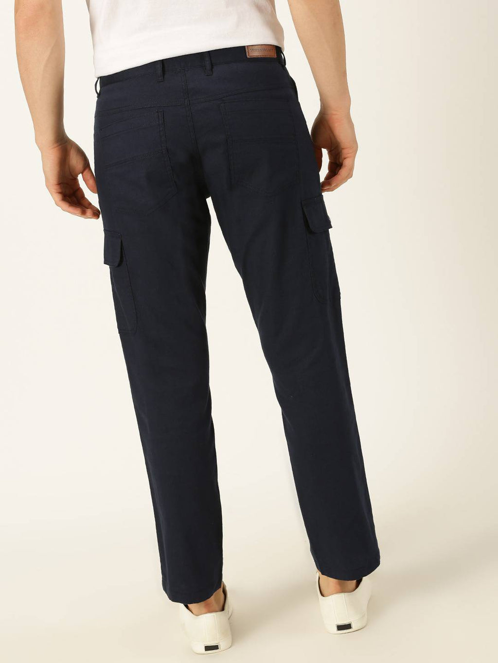 Thomas Scott Men Smart Slim Fit Linen Cotton Cargos Trousers