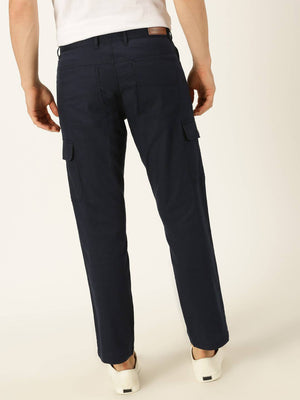 Thomas Scott Men Smart Slim Fit Linen Cotton Cargos Trousers