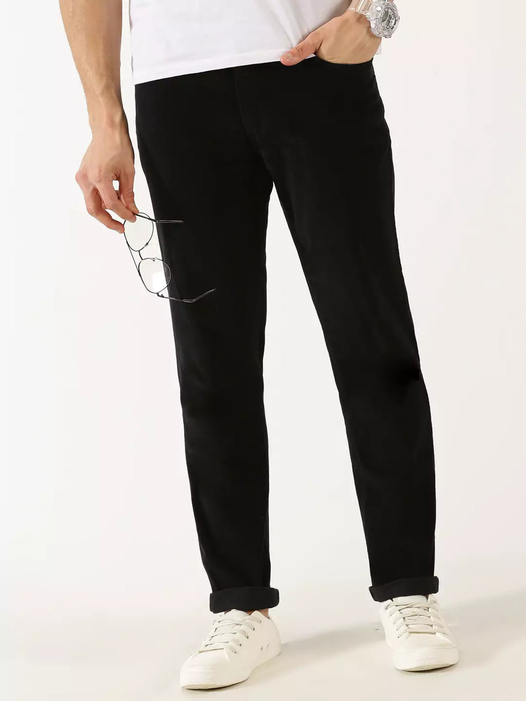 Thomas Scott Men Slim Fit Corduroy Chinos Trousers