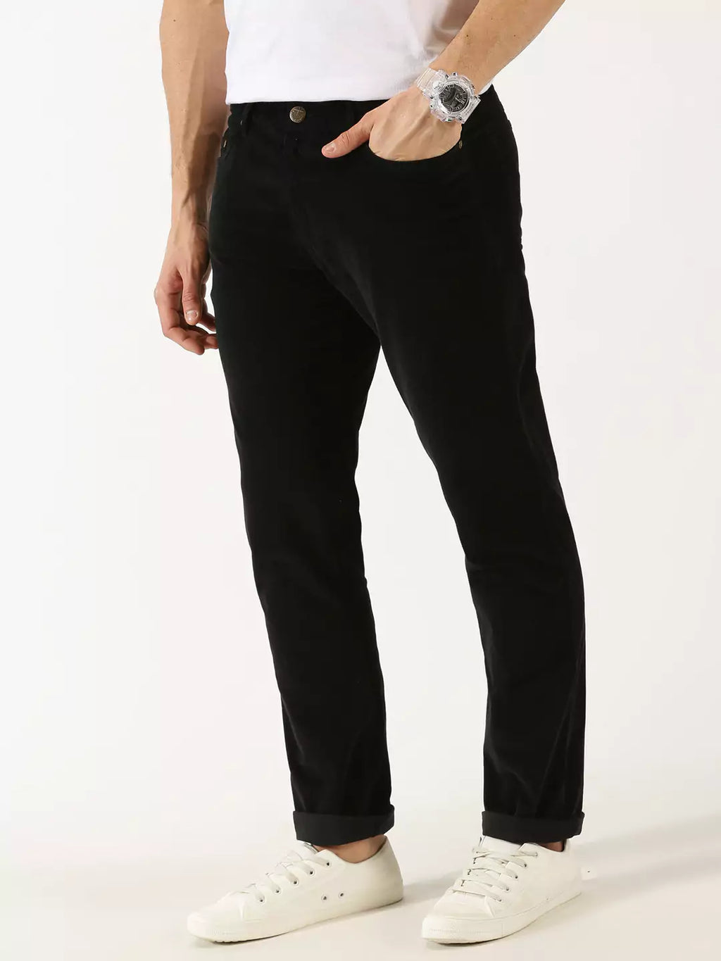 Thomas Scott Men Slim Fit Corduroy Chinos Trousers