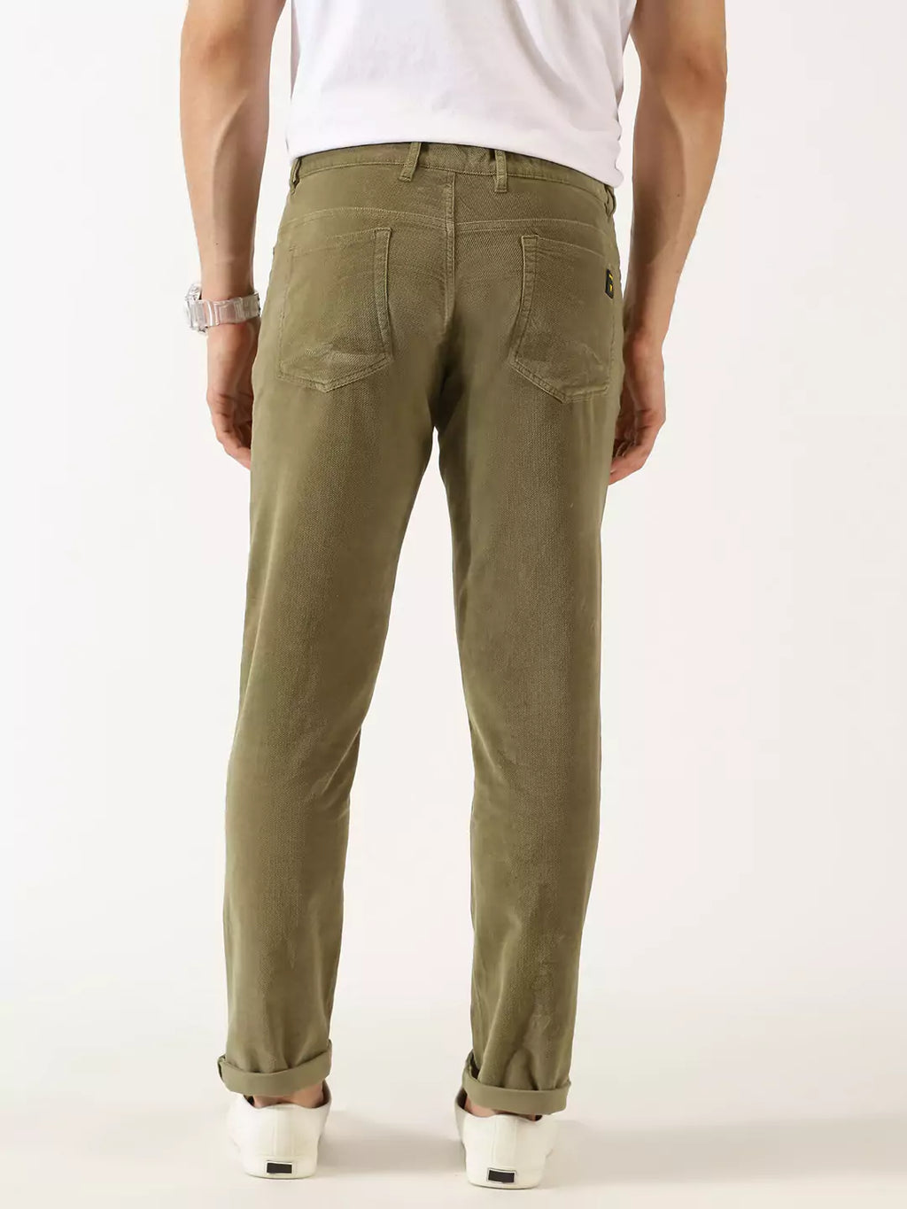 Thomas Scott Men Mid-Rise Smart Fit Corduroy Chinos Trousers