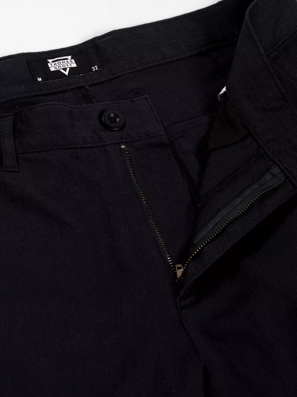 Thomas Scott Men Navy Blue Mid-Rise Straight Fit Cotton Linen Cargo Trouser