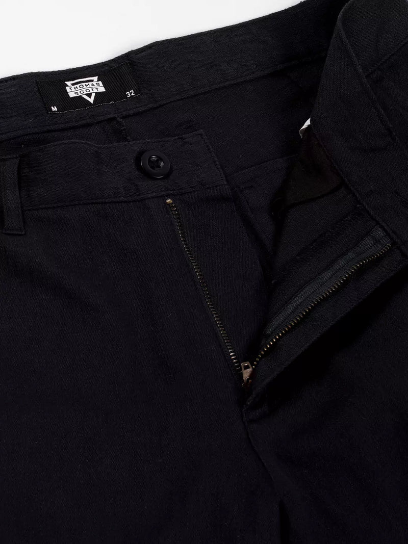 Thomas Scott Men Navy Blue Mid-Rise Straight Fit Cotton Linen Cargo Trouser