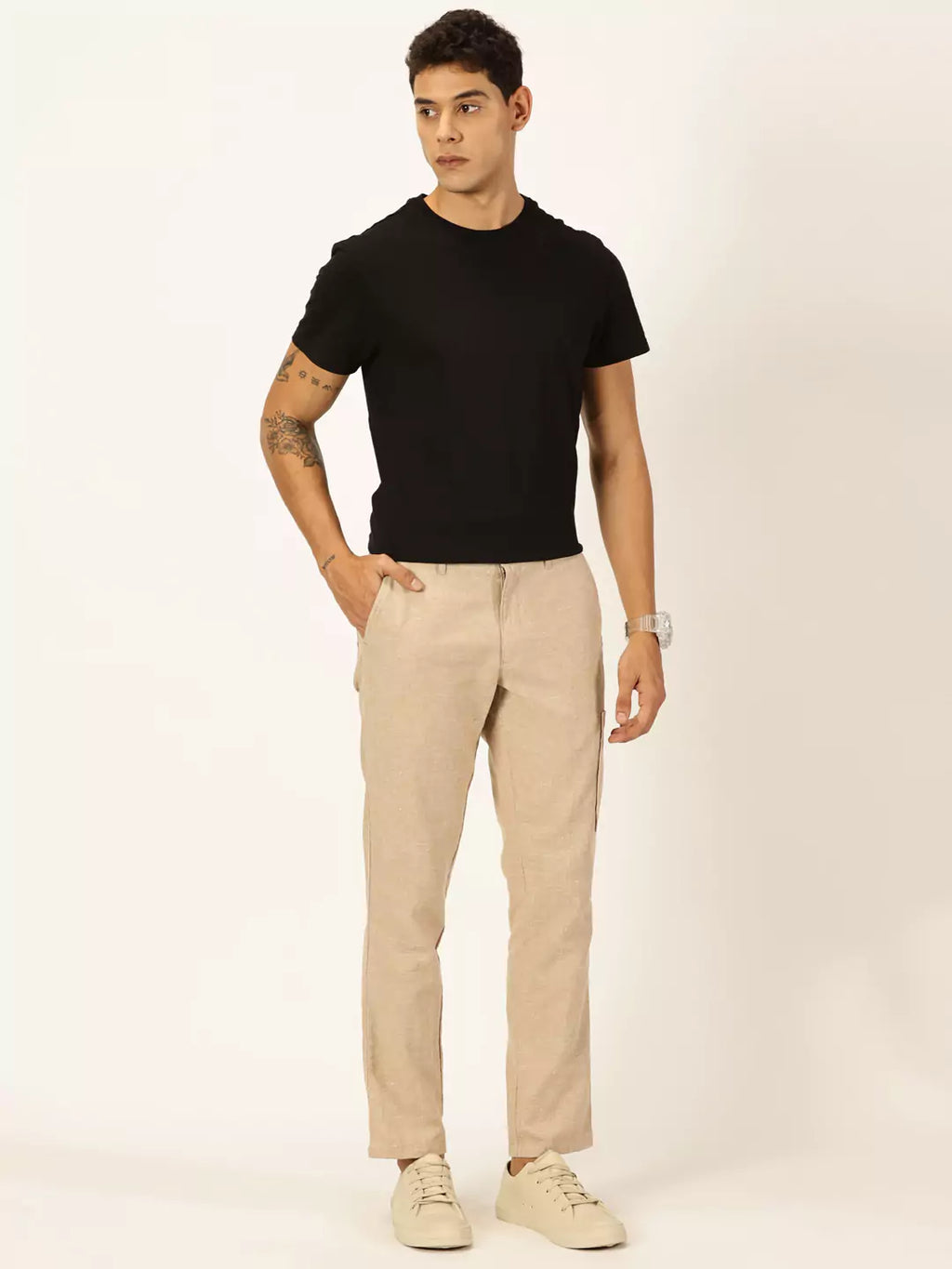 Thomas Scott Men Classic Cotton Linen Casual Trouser