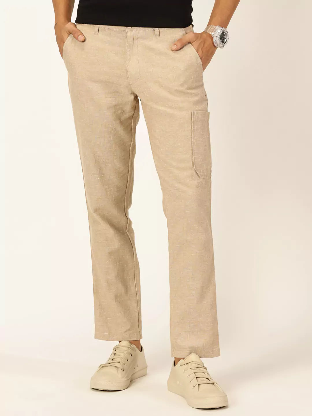 Thomas Scott Men Classic Cotton Linen Casual Trouser