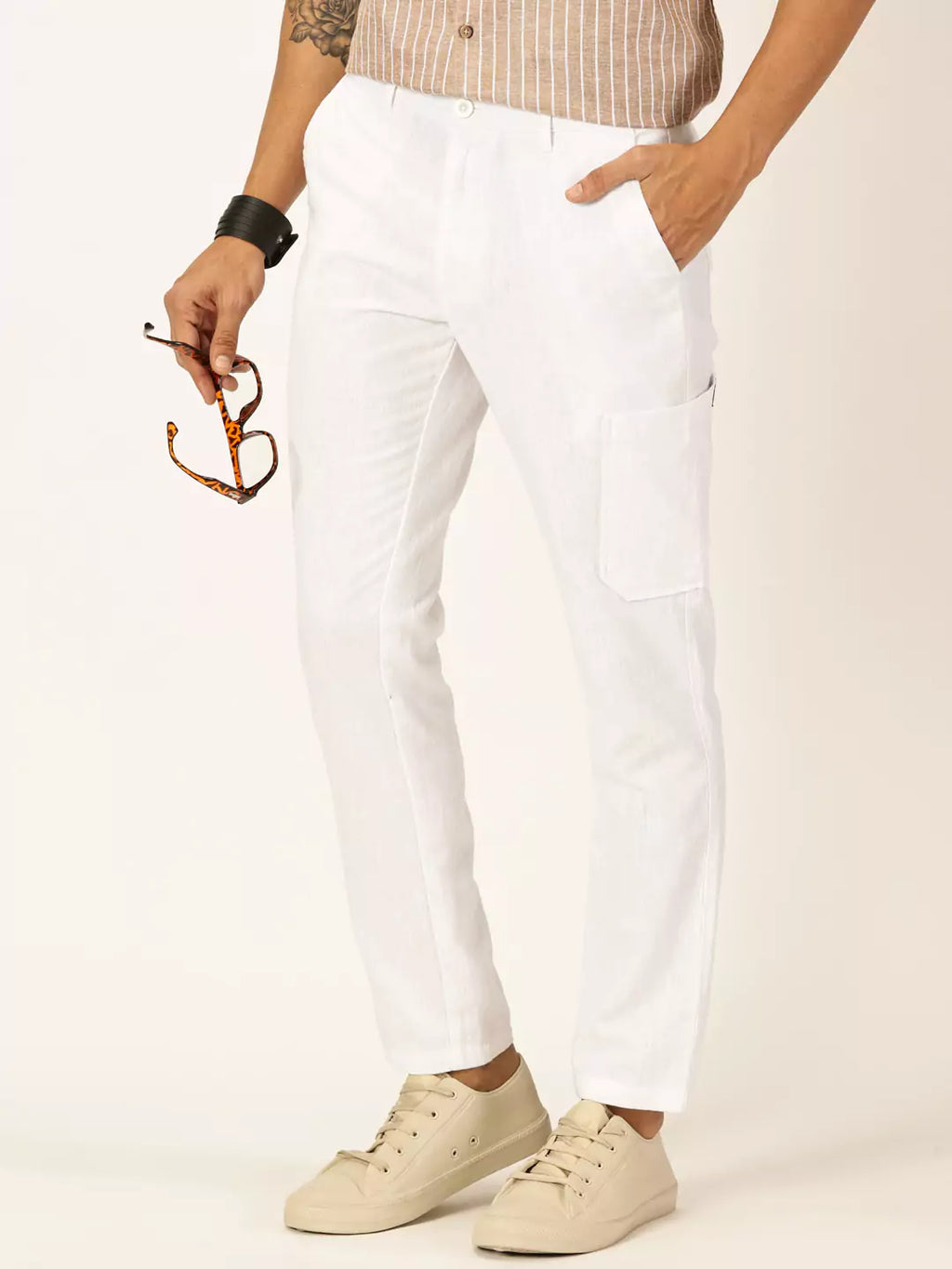 Thomas Scott Men Premium Cotton Linen Casual Trouser