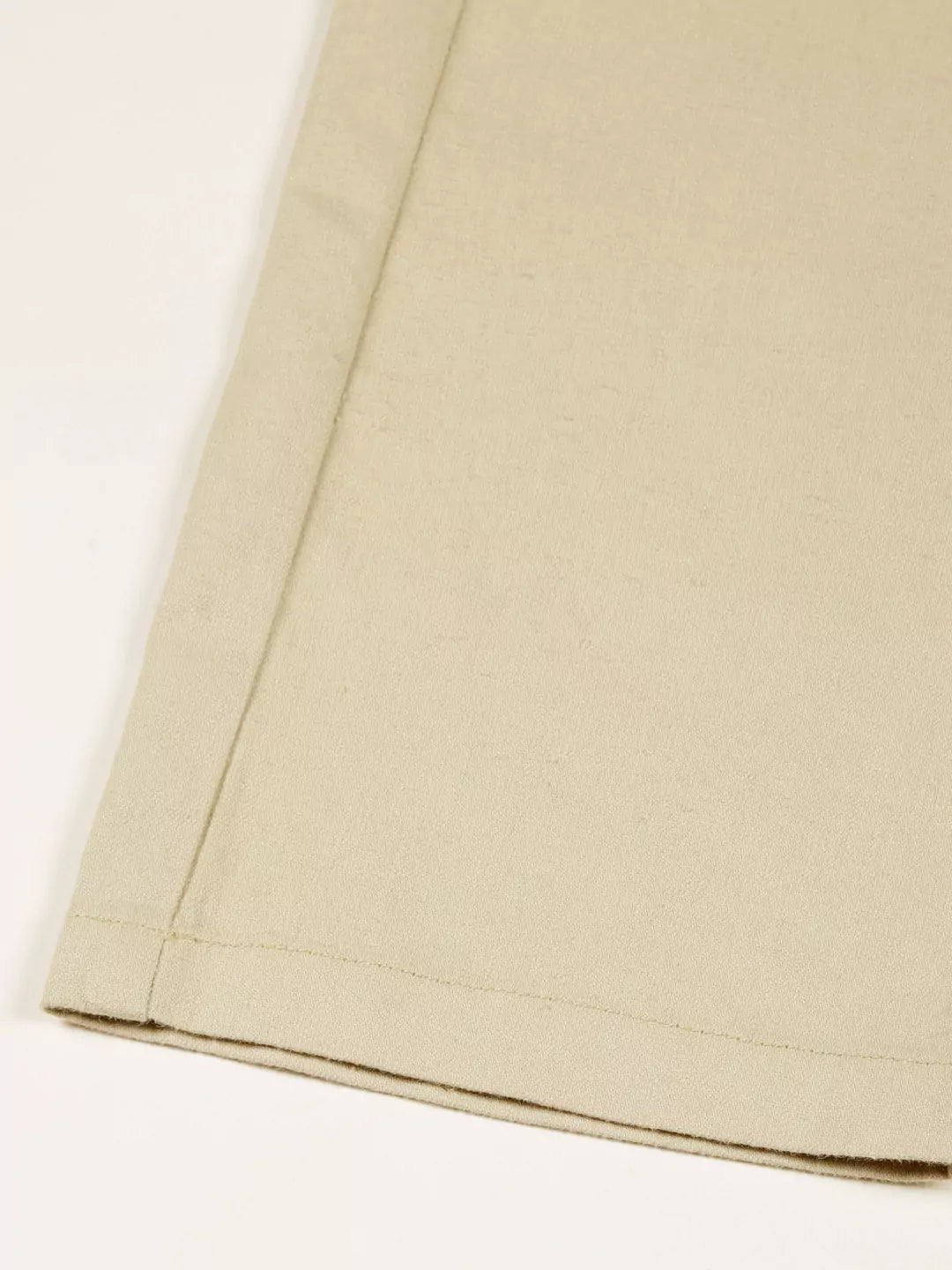 Thomas Scott Men Cream Mid-Rise Straight Fit Cotton Linen Woven Cargos Trouser