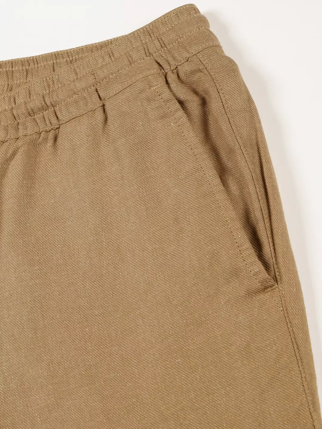 Thomas Scott Men Khaki Mid-Rise Straight Fit Cotton Linen Woven Cargos Trouser