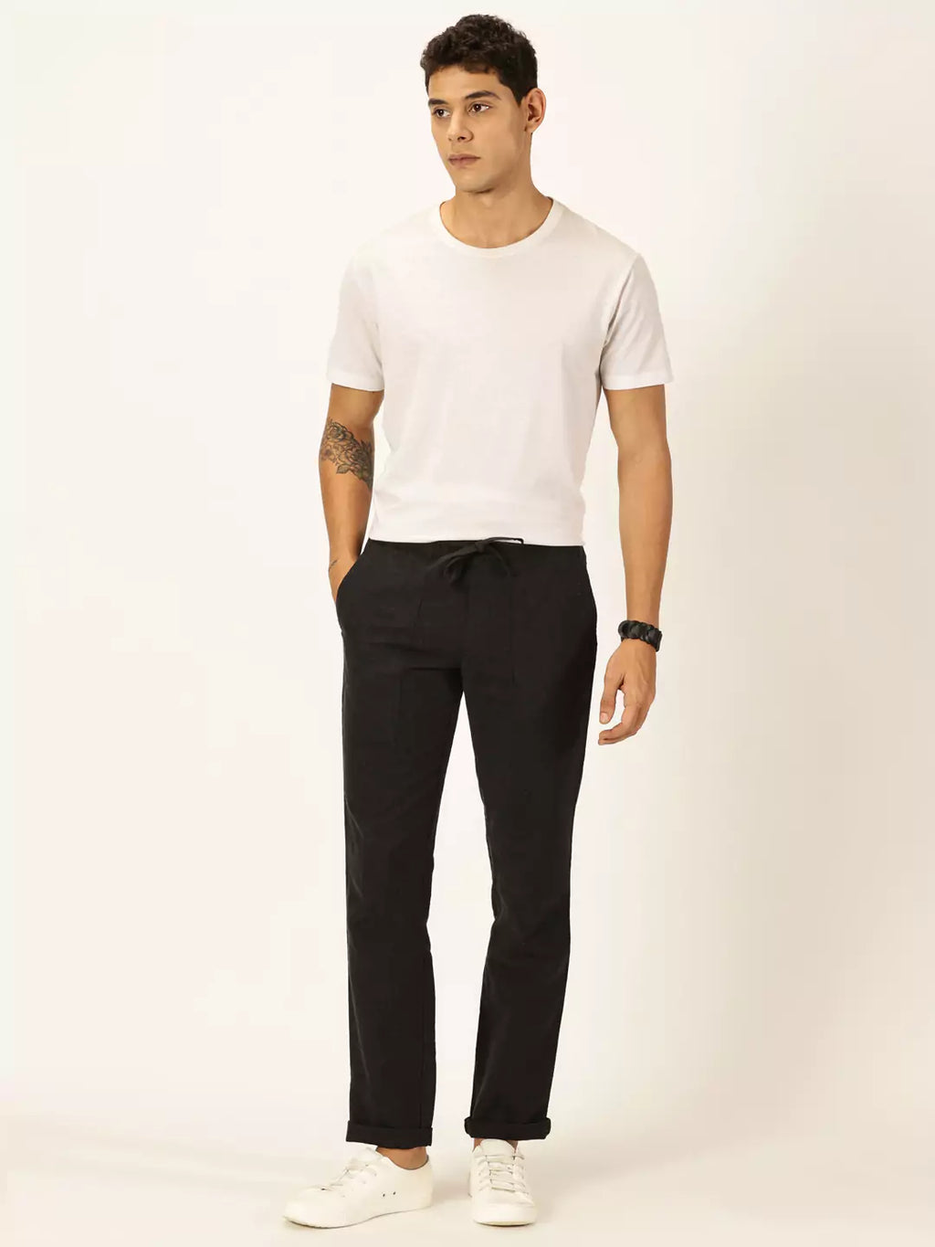 Thomas Scott Men Classic Cotton Linen Casual Trouser