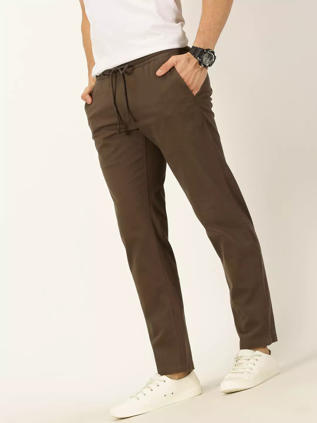 Thomas Scott Men Smart Mid Rise Cotton Chinos Trousers