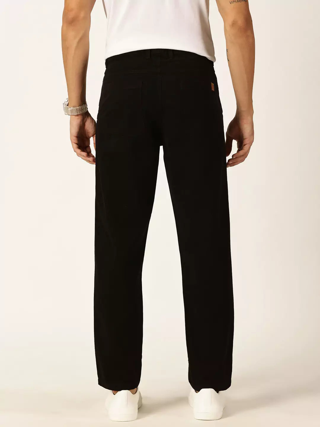 Thomas Scott Men Smart Straight Fit Mid-Rise Easy Wash Pure Cotton Chinos Trousers