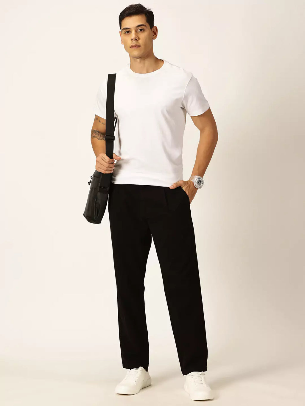 Thomas Scott Men Smart Straight Fit Mid-Rise Easy Wash Pure Cotton Chinos Trousers