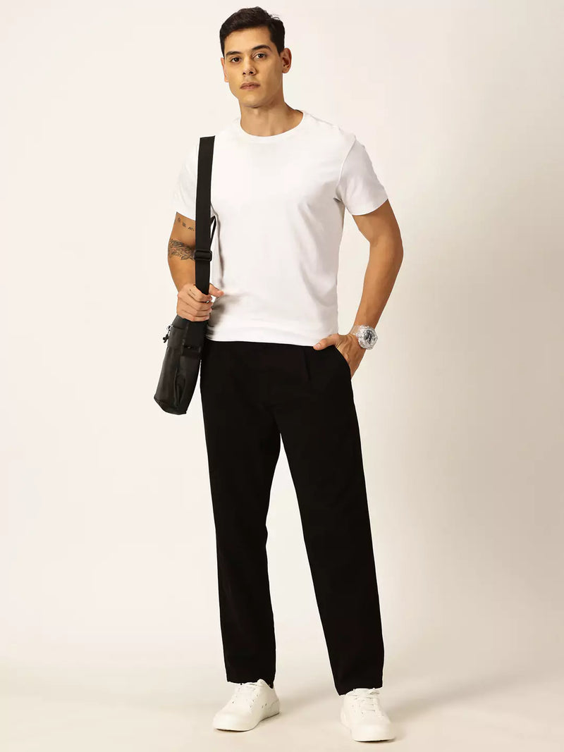 Thomas Scott Men Smart Straight Fit Mid-Rise Easy Wash Pure Cotton Chinos Trousers
