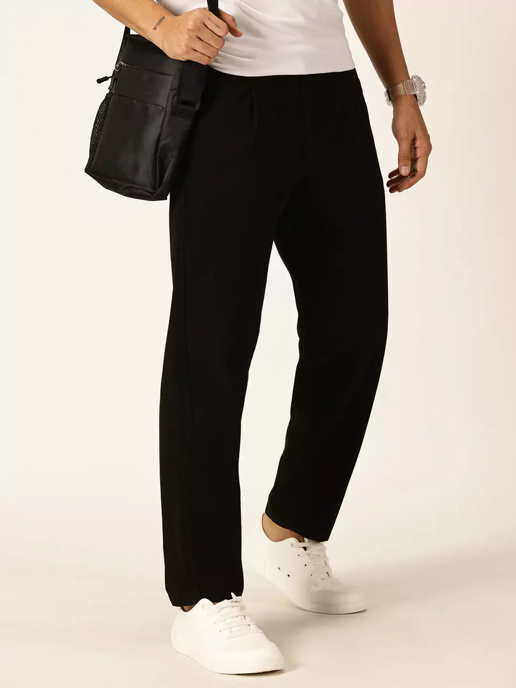 Thomas Scott Men Smart Straight Fit Mid-Rise Easy Wash Pure Cotton Chinos Trousers