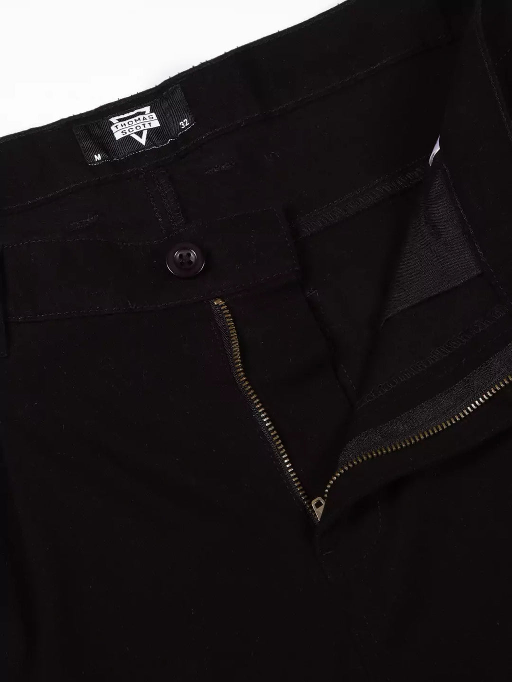 Thomas Scott Men Smart Straight Fit Mid-Rise Easy Wash Pure Cotton Chinos Trousers