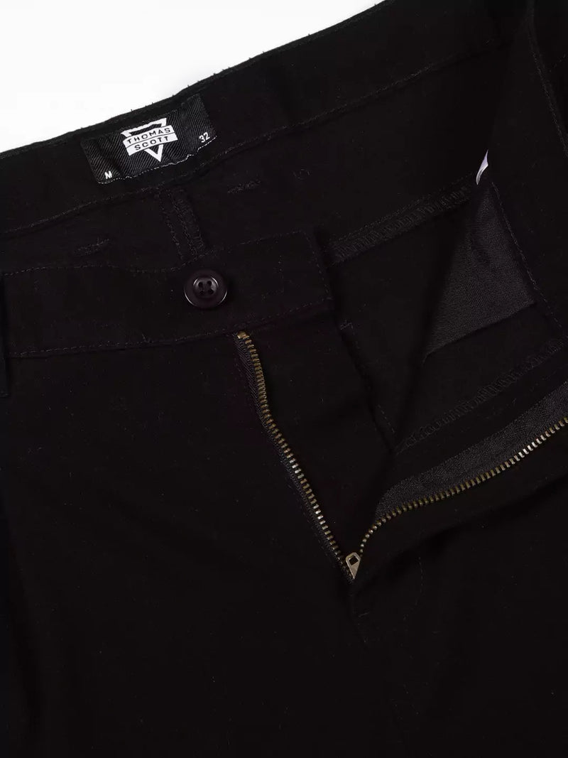 Thomas Scott Men Smart Straight Fit Mid-Rise Easy Wash Pure Cotton Chinos Trousers