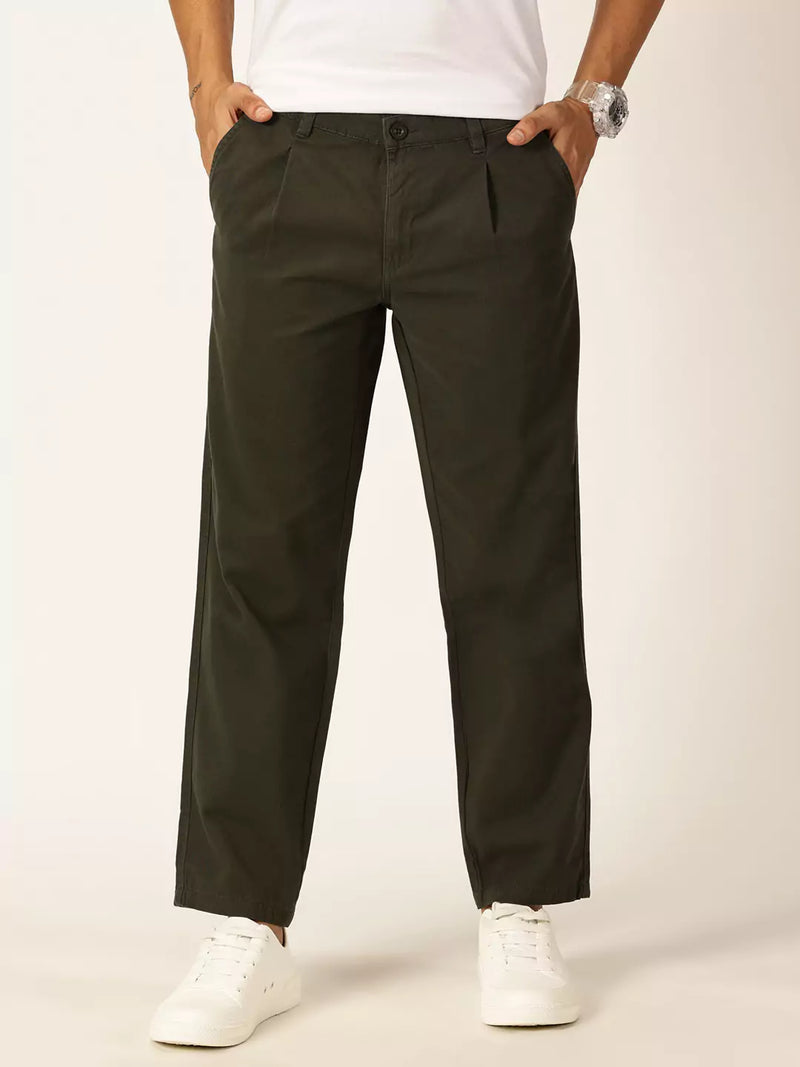 Thomas Scott Men Smart Straight Fit Mid-Rise Easy Wash Chinos Pure Cotton Trousers