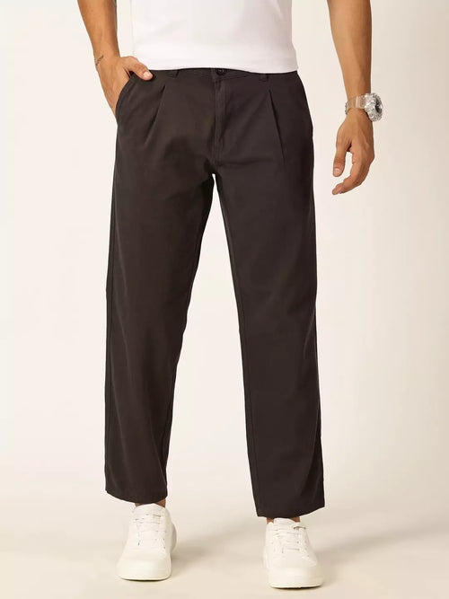 Thomas Scott Men Smart Straight Fit Mid-Rise Easy Wash Pure Cotton Chinos Trousers