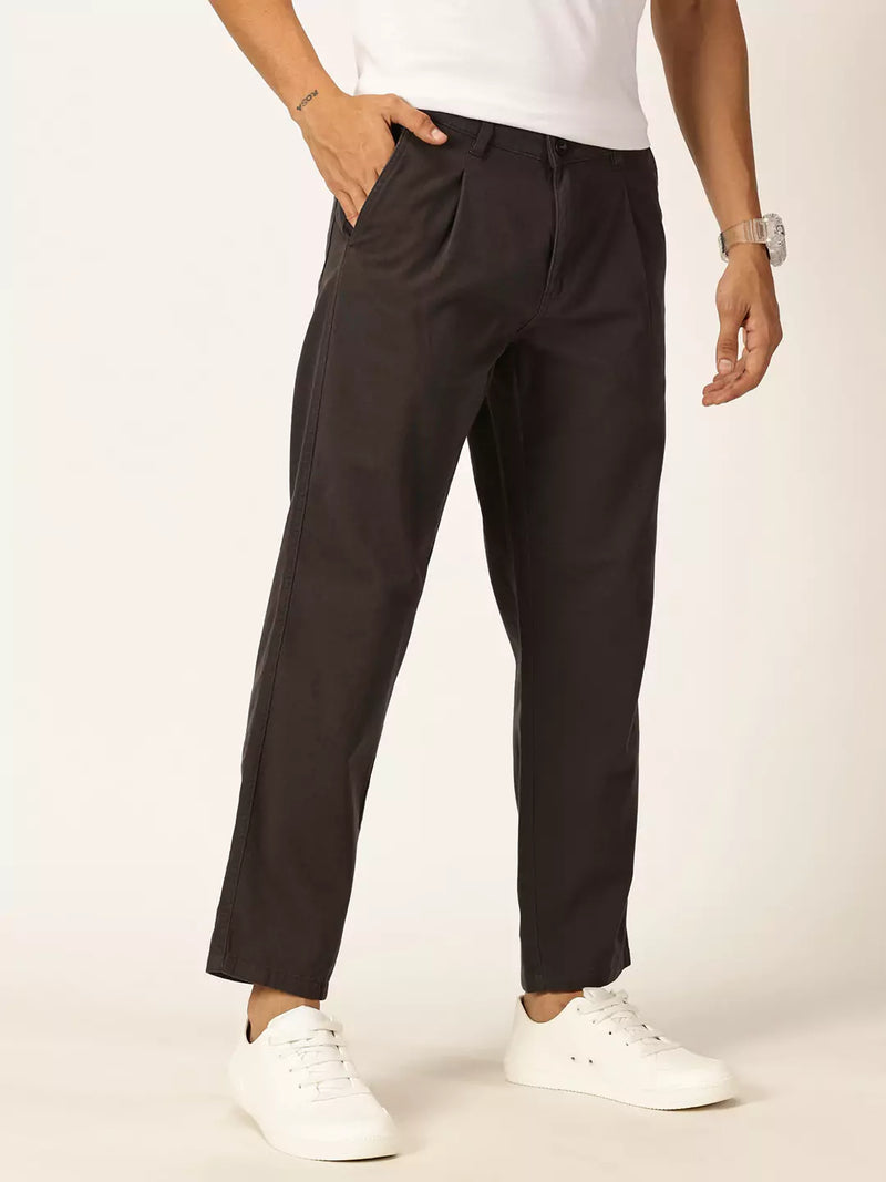 Thomas Scott Men Smart Straight Fit Mid-Rise Easy Wash Pure Cotton Chinos Trousers