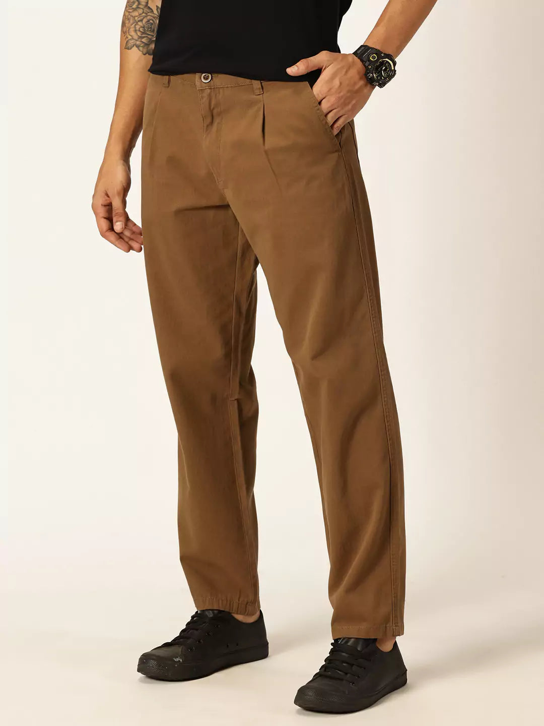 Thomas Scott Men Smart Straight Fit Easy Wash Pure Cotton Trousers
