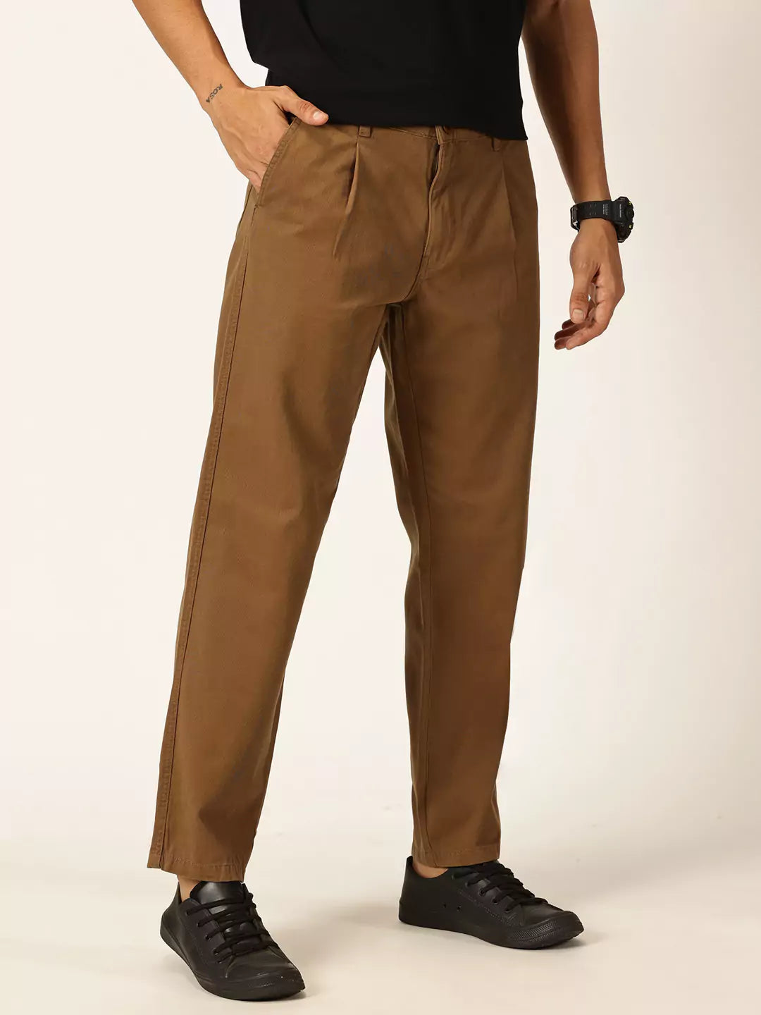 Thomas Scott Men Smart Straight Fit Easy Wash Pure Cotton Trousers