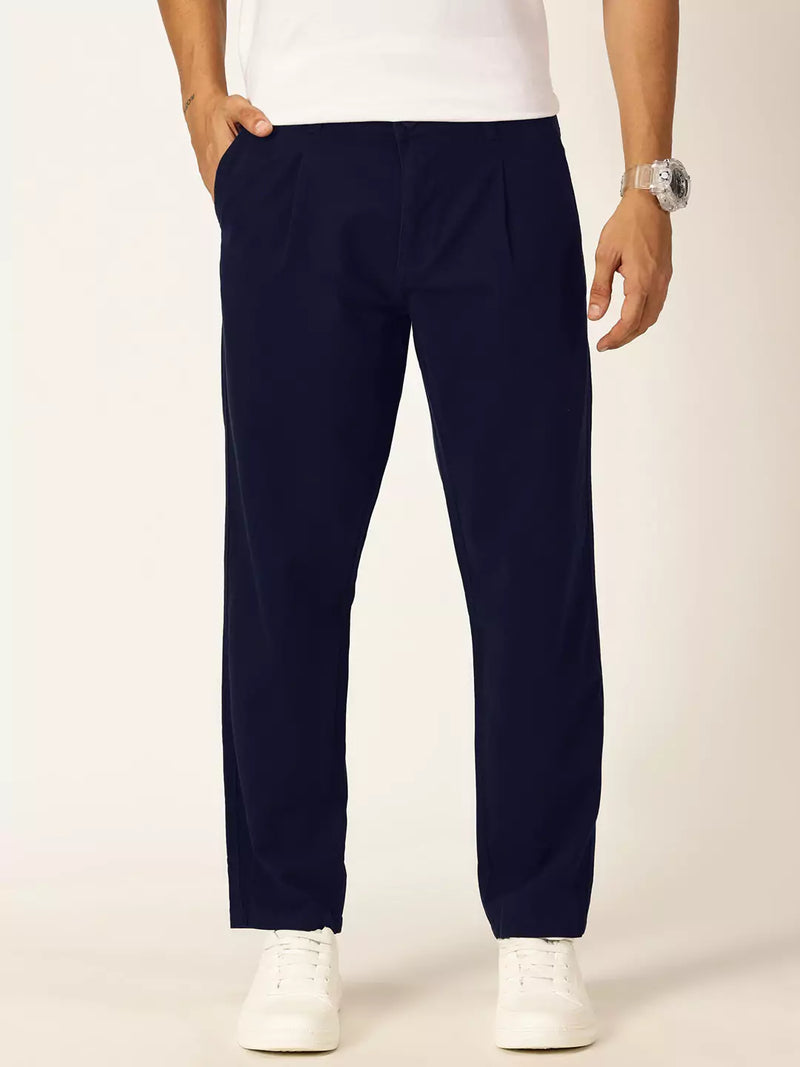 Thomas Scott Men Smart Straight Fit Mid-Rise Easy Wash Pure Cotton Chino Trousers
