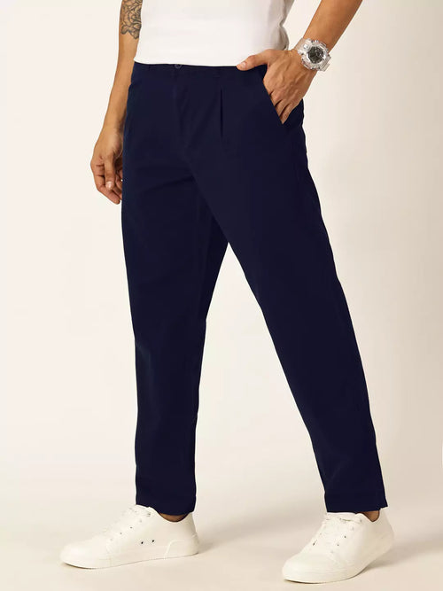Thomas Scott Men Smart Straight Fit Mid-Rise Easy Wash Pure Cotton Chino Trousers