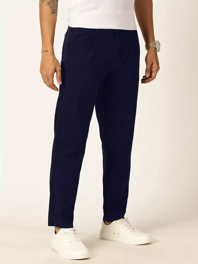 Thomas Scott Men Smart Straight Fit Mid-Rise Easy Wash Pure Cotton Chino Trousers