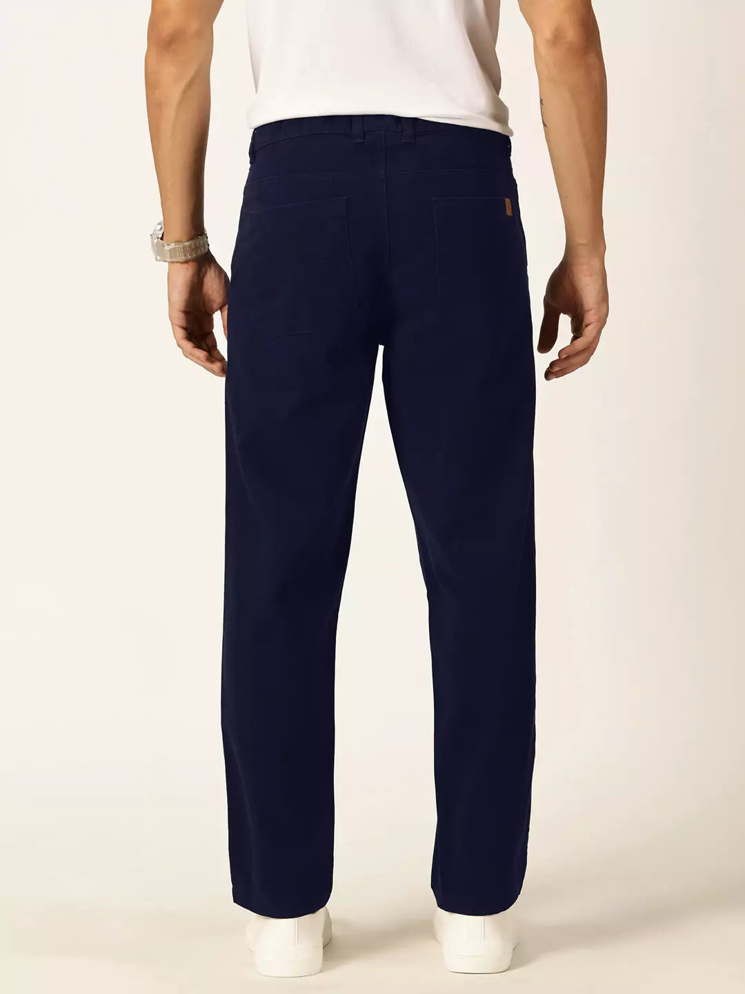 Thomas Scott Men Smart Straight Fit Mid-Rise Easy Wash Pure Cotton Chino Trousers