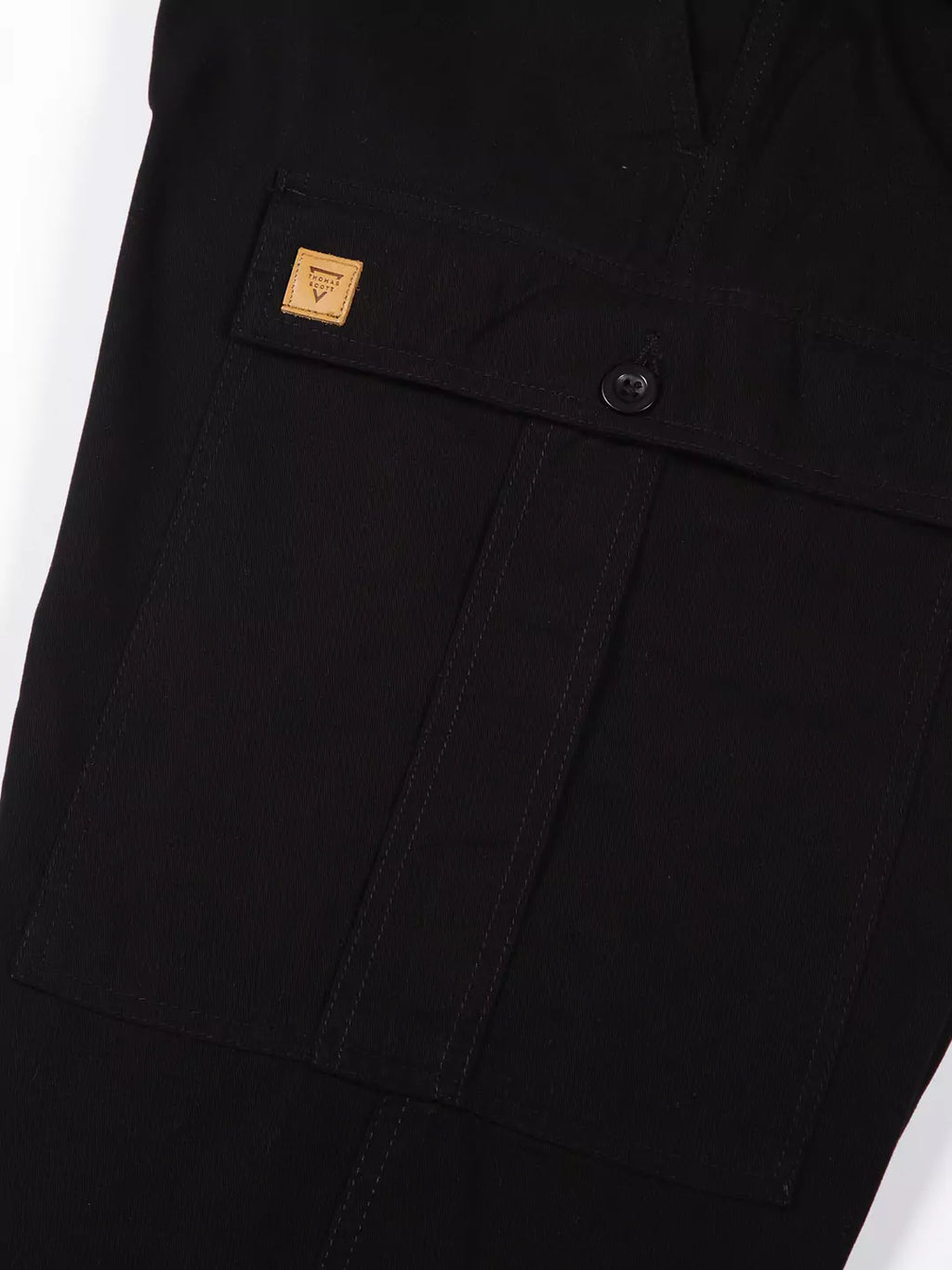 Thomas Scott Men Black Mid-Rise Straight Fit Woven Cargo Trouser