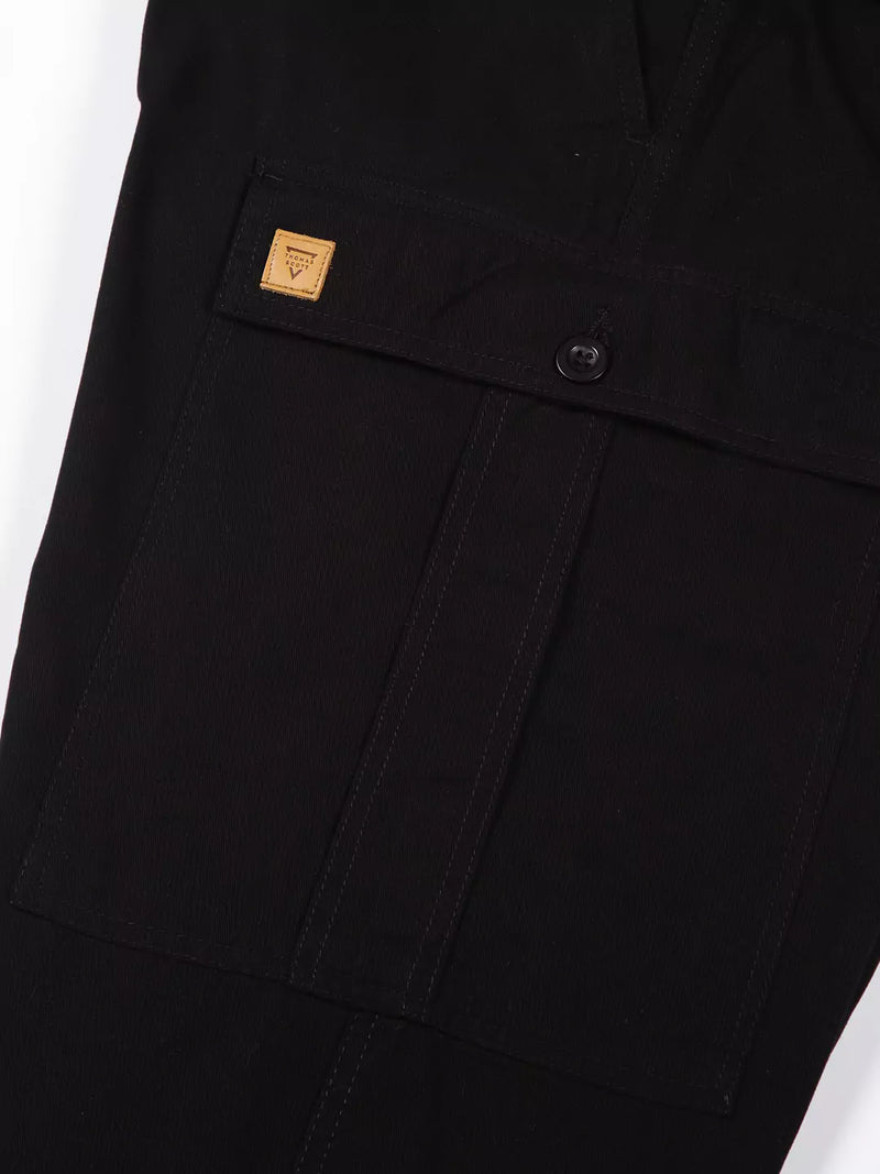 Thomas Scott Men Black Mid-Rise Straight Fit Woven Cargo Trouser