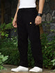 Black Mid-Rise Straight Fit Woven Cargo Trouser For Men