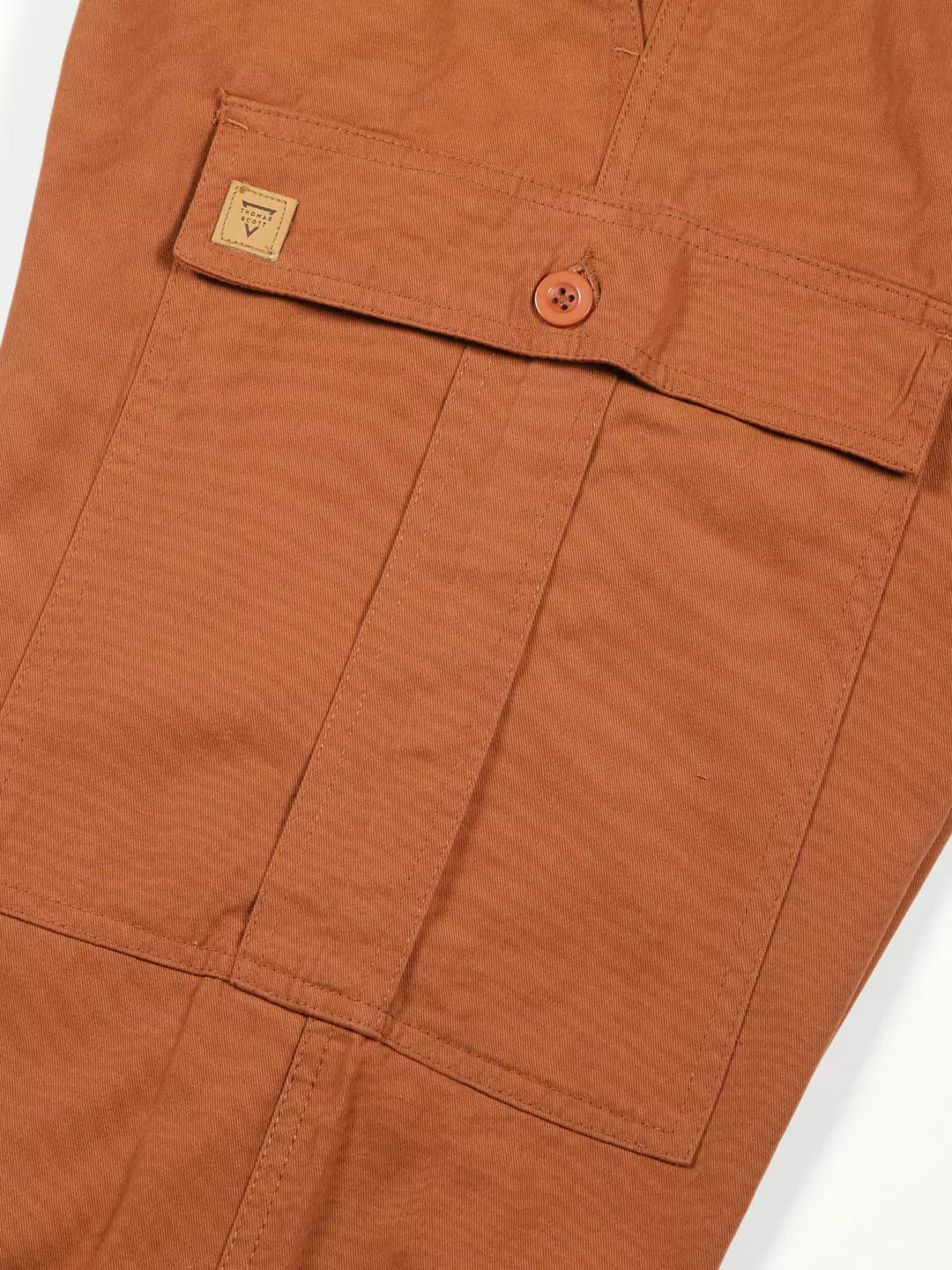 Thomas Scott Men Rust Mid-Rise Straight Fit Woven Cargo Trousers