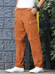 Rust Mid-Rise Straight Fit Woven Cargo Trouser For Men