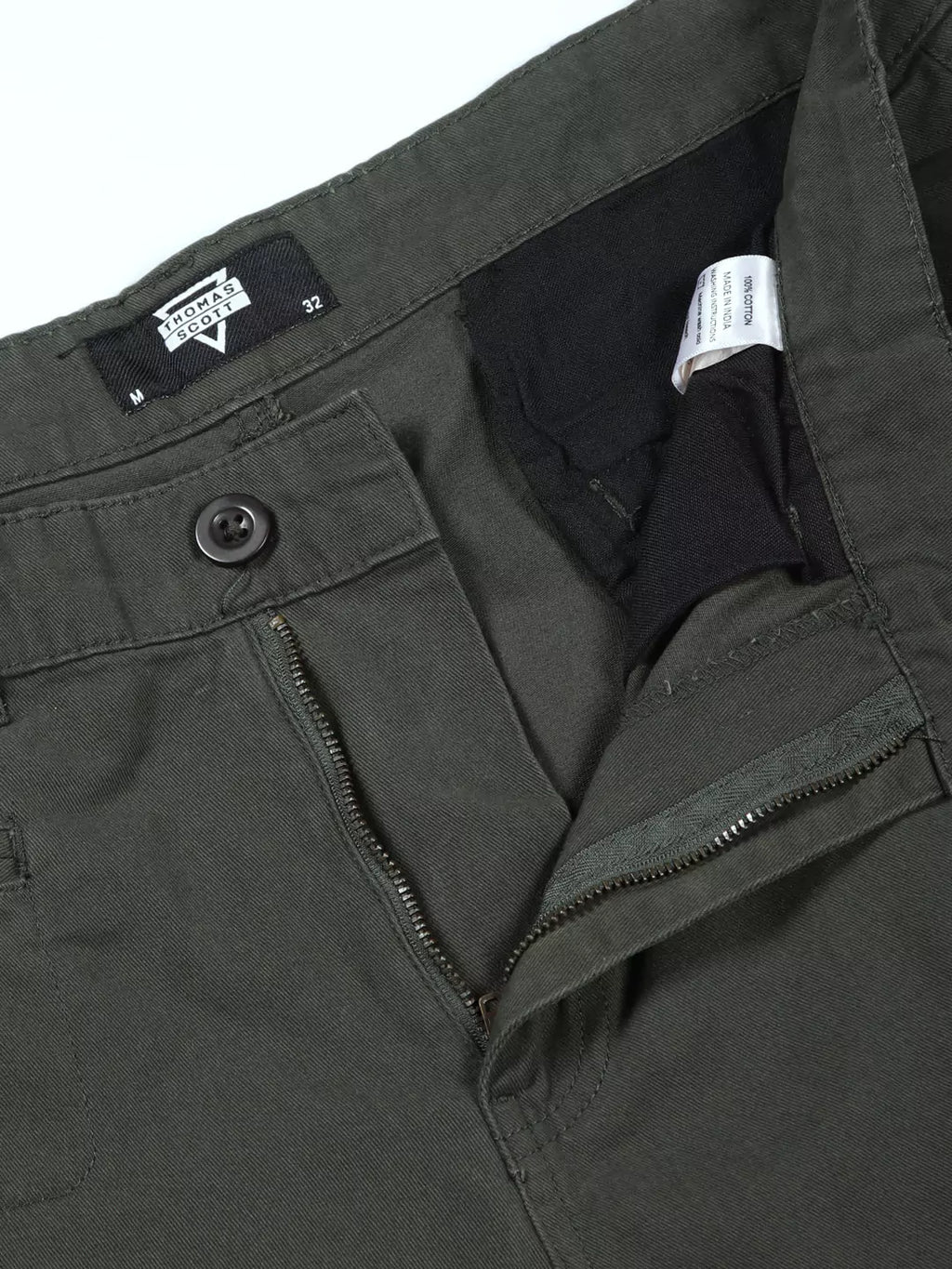 Thomas Scott Men Green Mid-Rise Straight Fit Woven Cargo Trouser