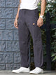 Grey Mid-Rise Straight Fit Woven Cargo Trouser For Men