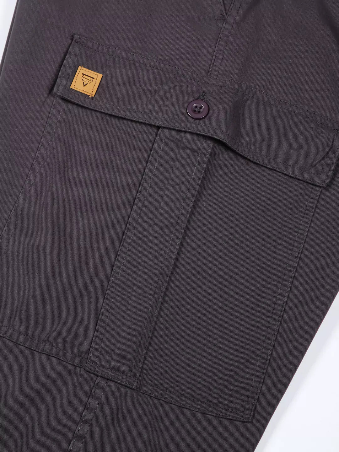Thomas Scott Men Grey Mid-Rise Straight Fit Woven Cargo Trouser