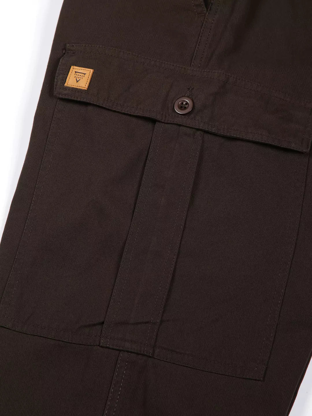 Thomas Scott Men Olive Mid-Rise Straight Fit Woven Cargo Trouser