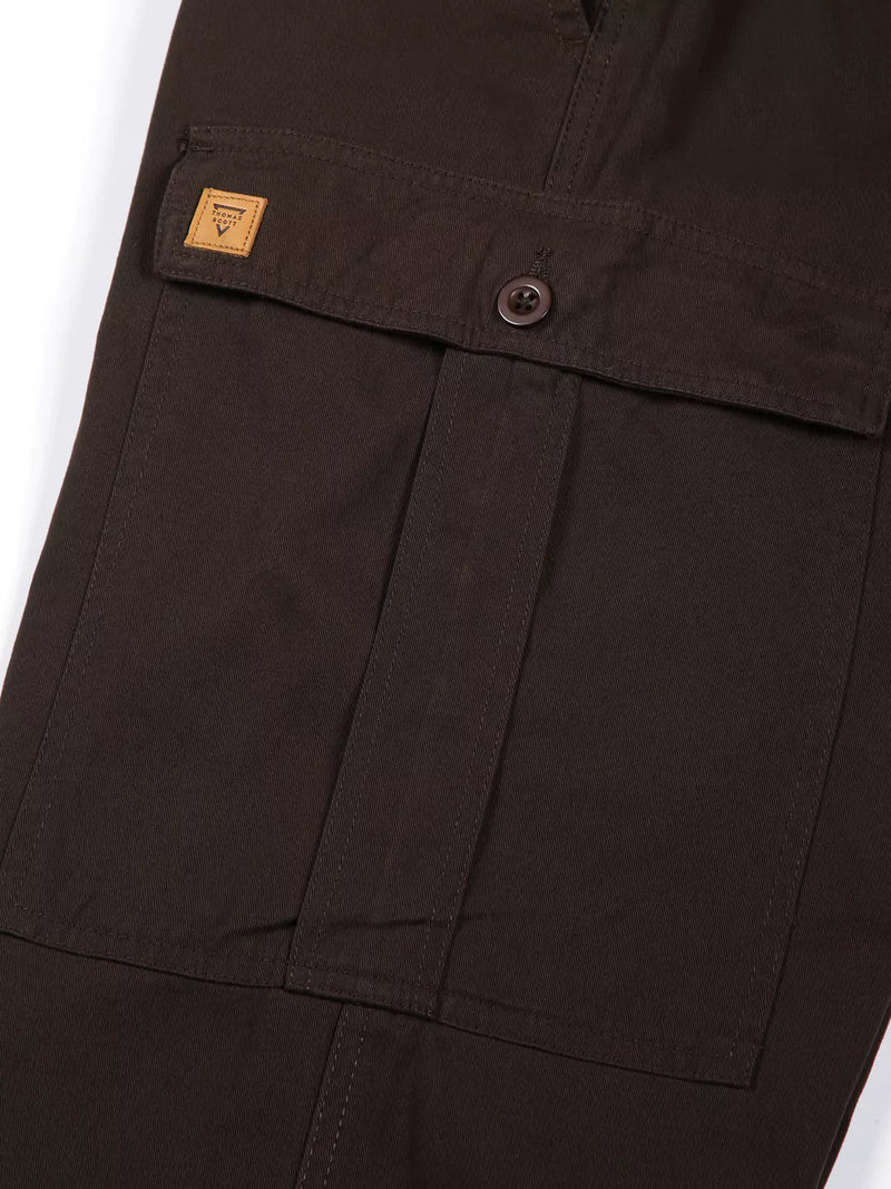 Thomas Scott Men Olive Mid-Rise Straight Fit Woven Cargo Trouser