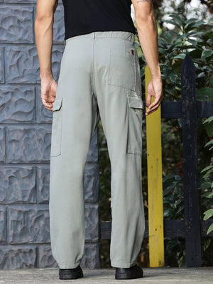 Thomas Scott Men Classic Straight Fit Mid-Rise Pure Cotton Easy Wash Cargos Trousers