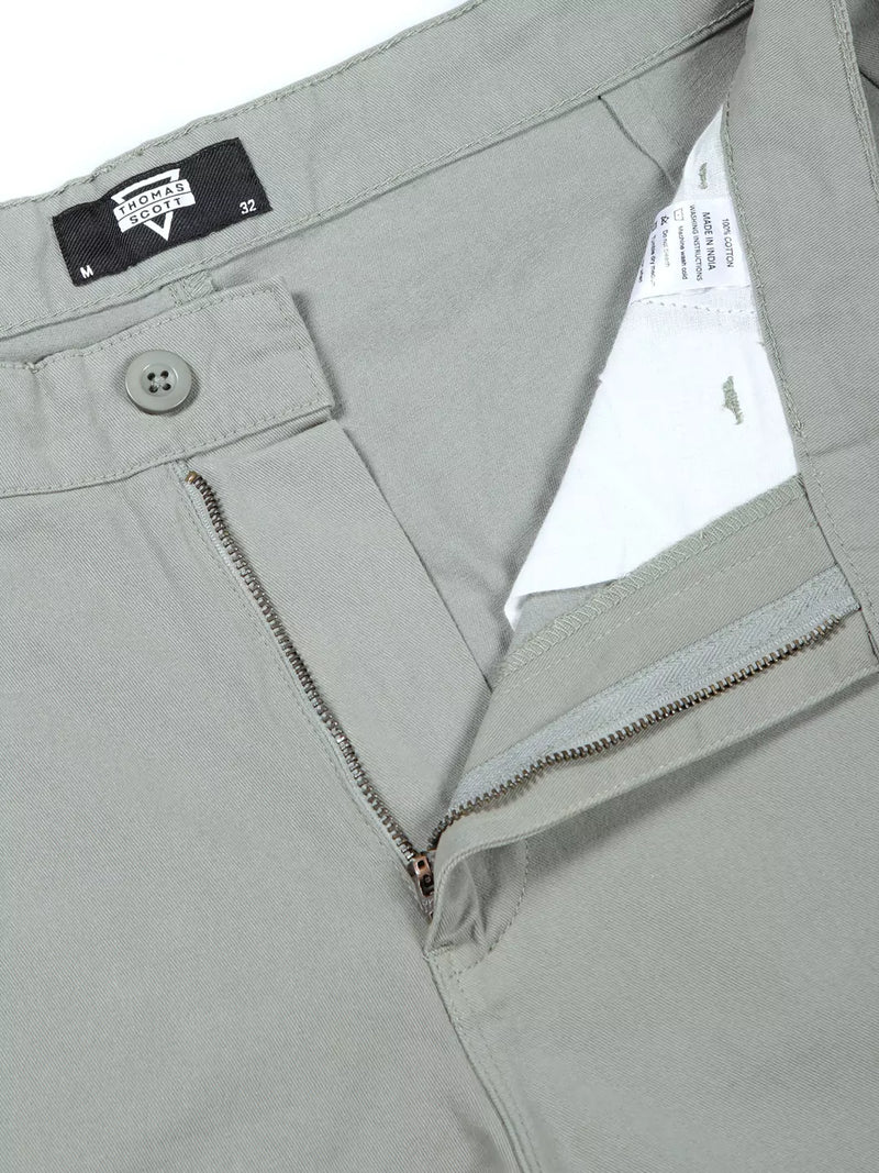 Thomas Scott Men Classic Straight Fit Mid-Rise Pure Cotton Easy Wash Cargos Trousers
