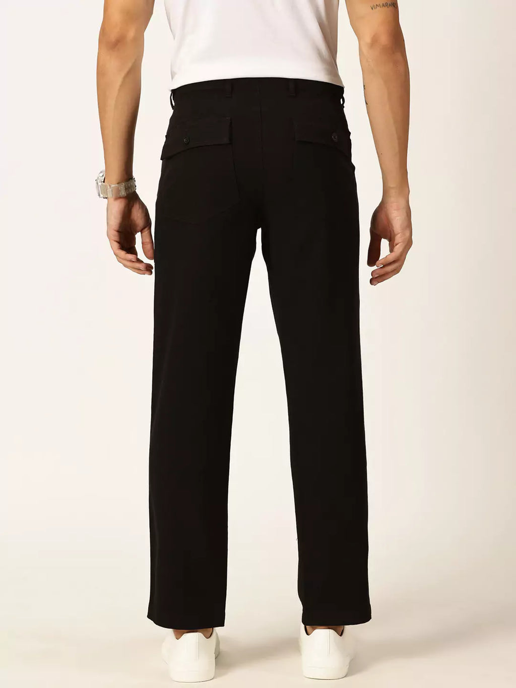 Thomas Scott Men Smart Regular Fit Easy Wash Linen Chinos Trousers