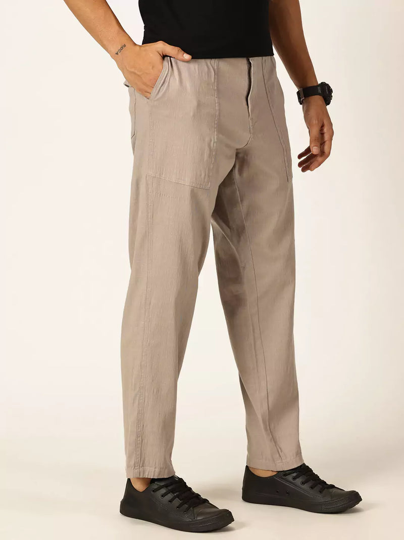 Thomas Scott Men Smart Regular Fit Easy Wash Linen Chinos Trousers