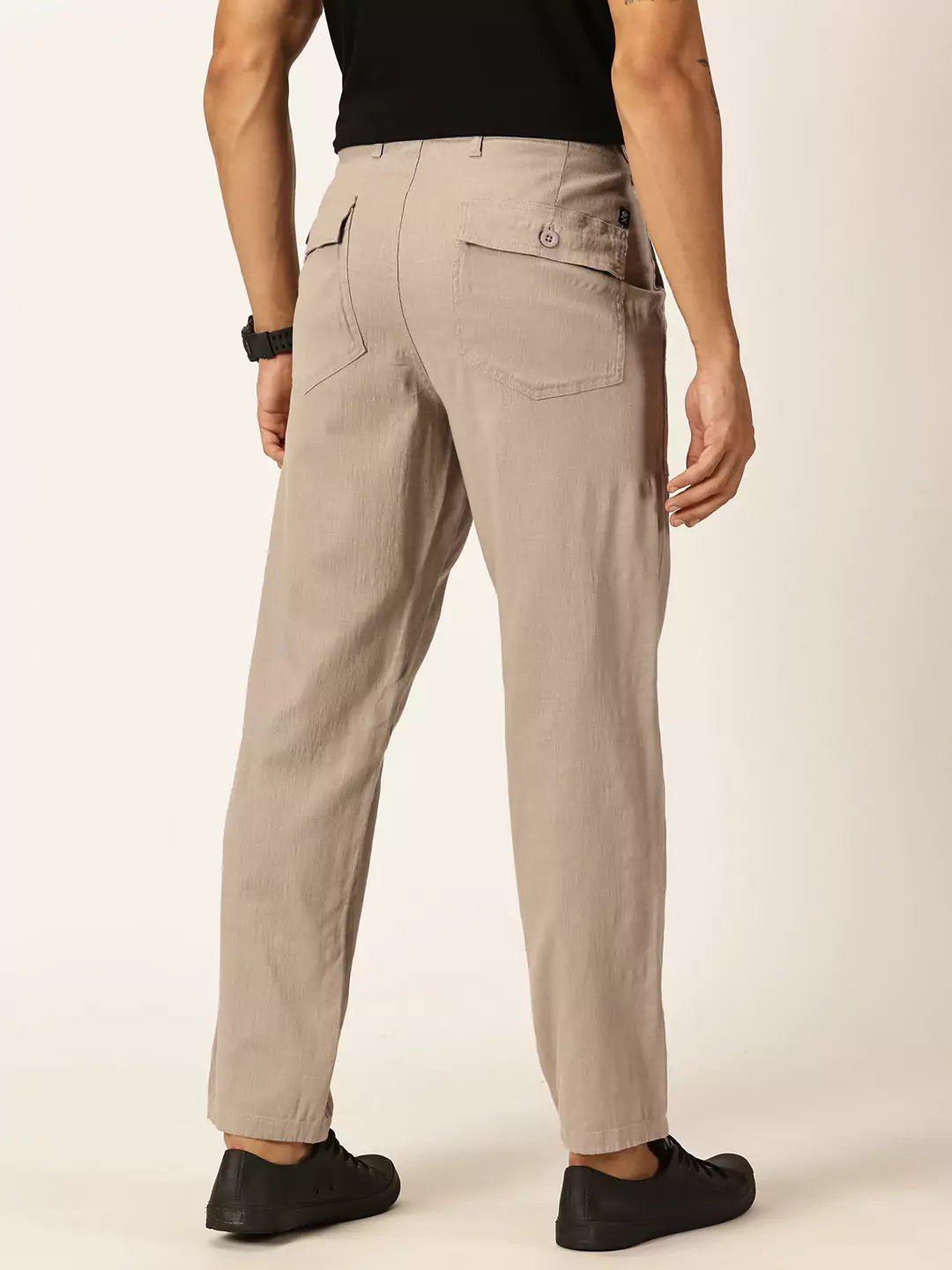 Thomas Scott Men Smart Regular Fit Easy Wash Linen Chinos Trousers