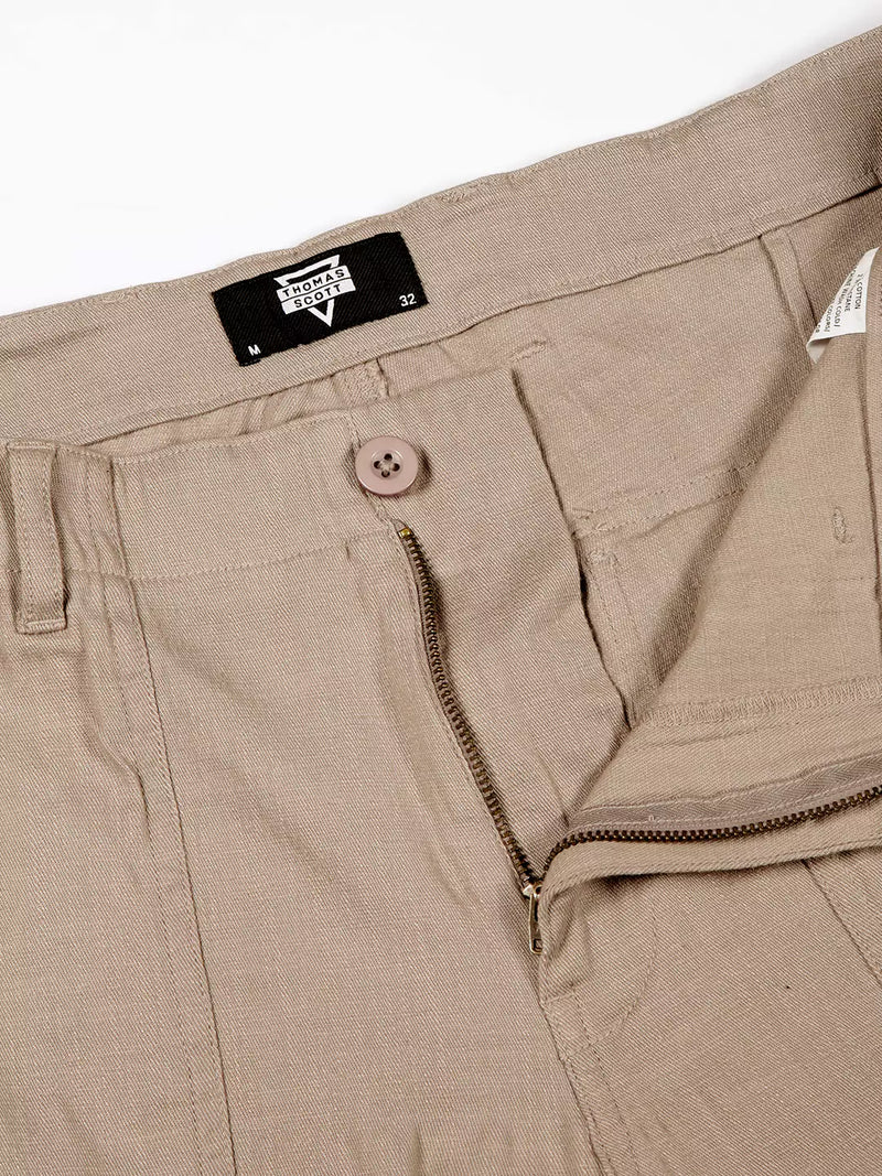 Thomas Scott Men Smart Regular Fit Easy Wash Linen Chinos Trousers